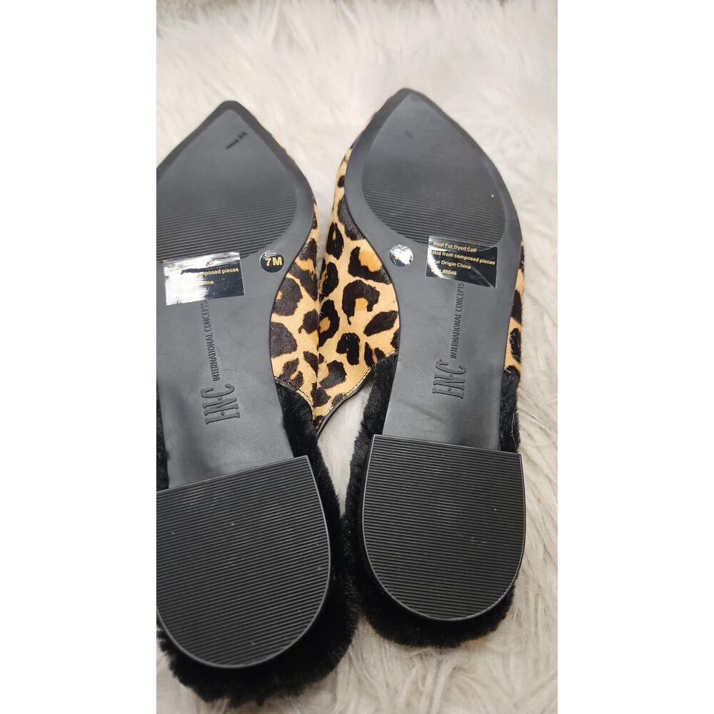 INC International Concepts Leopard Print Slingback Mules - Faux Fur - Size 7M - Picture 5 of 6